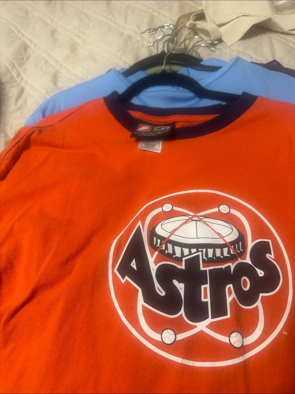 Nike Orange Short-Sleeve Graphic Tee with Navy Trim